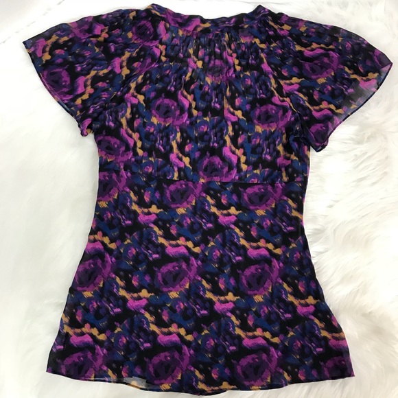 Calvin Klein Keyhole Neck Bow Cap Sleeve Sheer Top - Picture 5 of 5